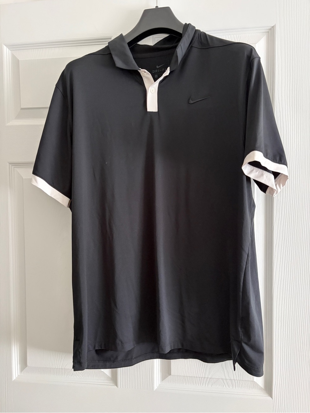 Nike Black Polo with White Trim and Hood